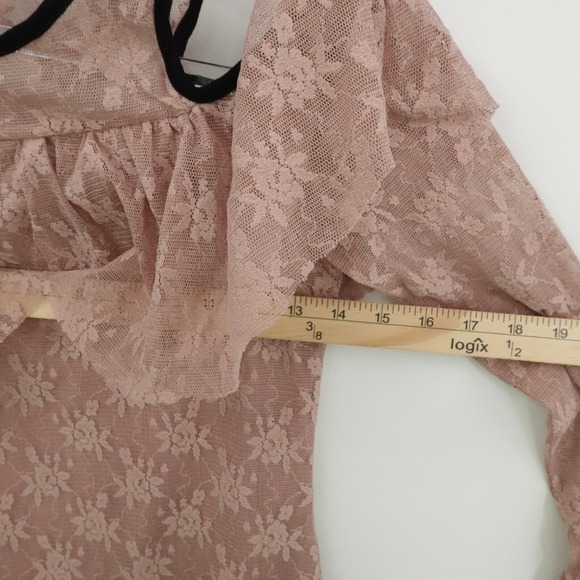 BKE Top Womens XS Pink Boutique Lace Ruffle Romantic Festival Buckle Goth - Picture 4 of 12